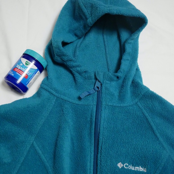 Columbia Fleece Sweater, fulll Zip,  S, w/ hoodie - Picture 6 of 13